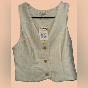 Women's Cream Button Down Vest Monteau Las Angeles